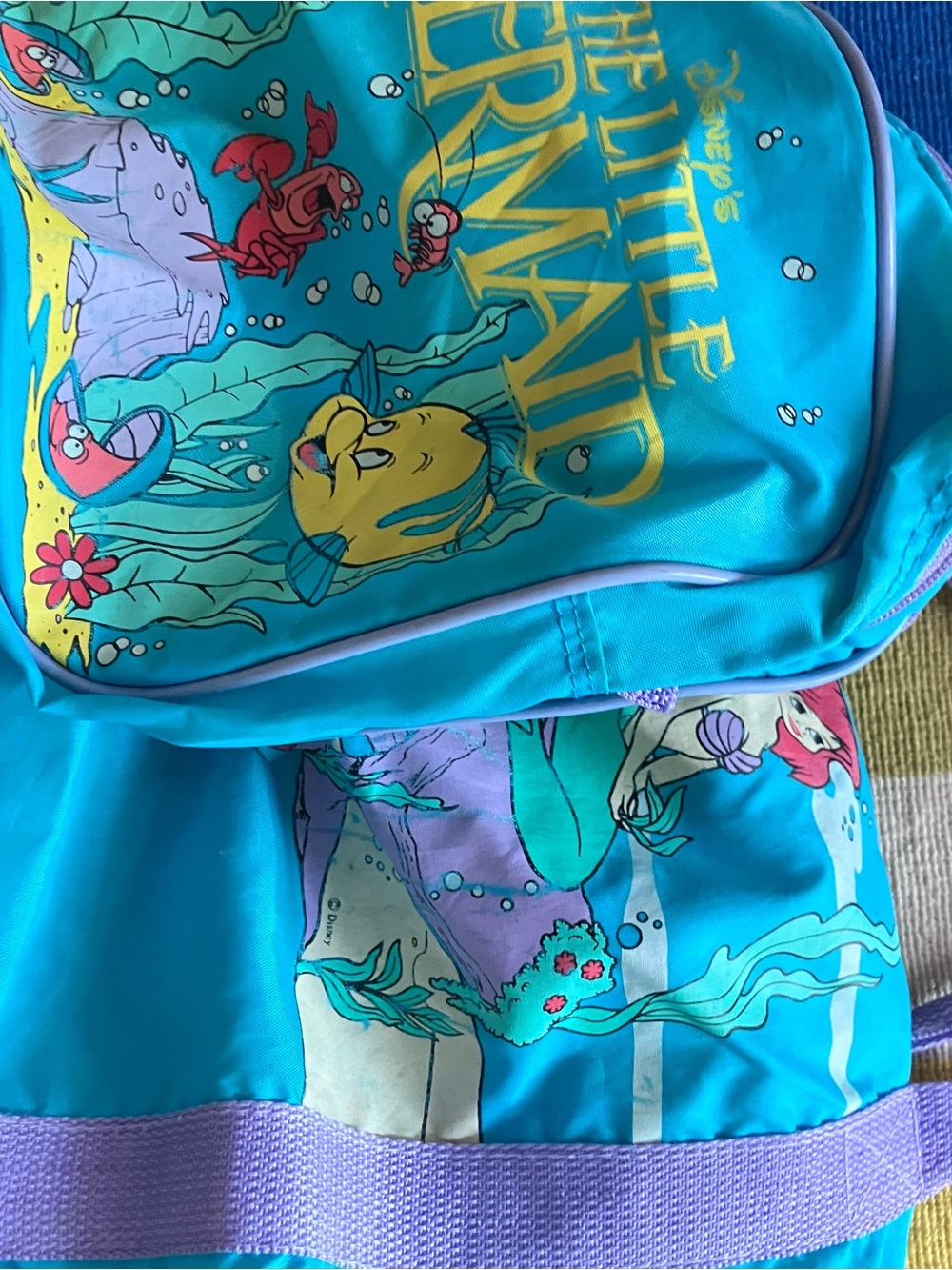 Vintage Disney The Little Mermaid Kids Swim gym bag - Turquoise & Purple